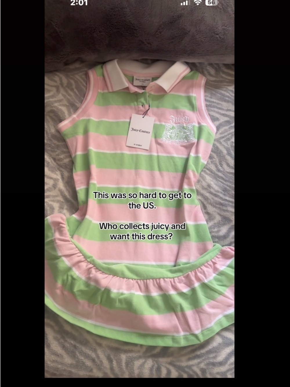 Juicy Couture Pink & Light Green Striped Polo Dress